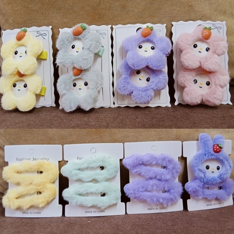 Cute Plush Hair Clips – Pack of 2 (Fluffy Cartoon Pins)
