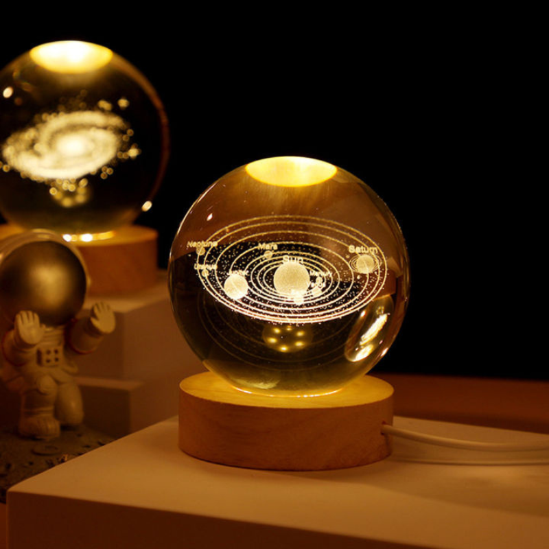 3D Solar System Crystal Ball Night Light
