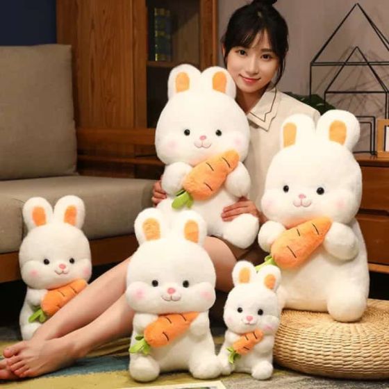 Carrot Hugging Bunny Plush