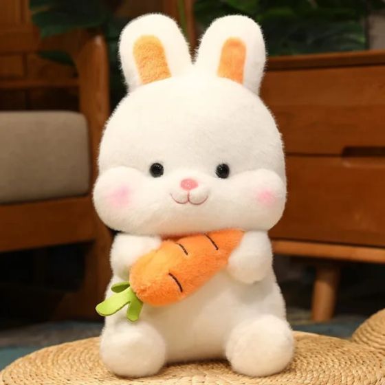 Carrot Hugging Bunny Plush
