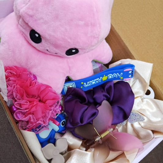 Custom Surprise Gift Box – Large Bow, Catchers, Pony Set, Reversible Octopus & Scented Candle