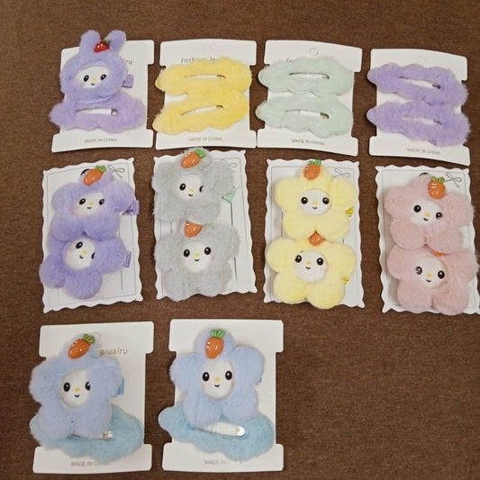 Cute Plush Hair Clips – Pack of 2 (Fluffy Cartoon Pins)
