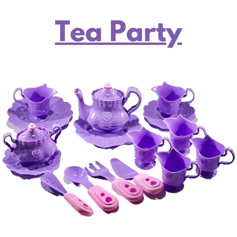 Purple Princess Tea Party Set – Deluxe 14-Piece Toy Set for Kids