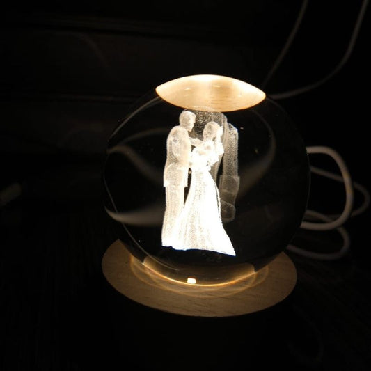 Personalized 3D Wedding Couple Crystal Lamp