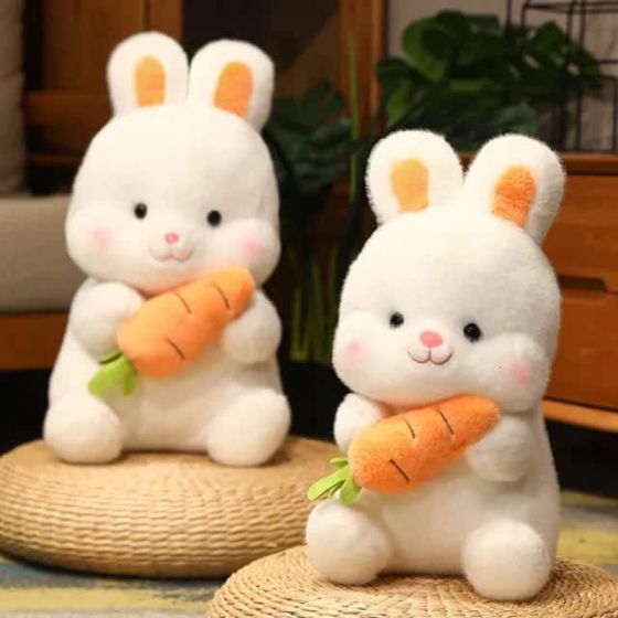 Carrot Hugging Bunny Plush