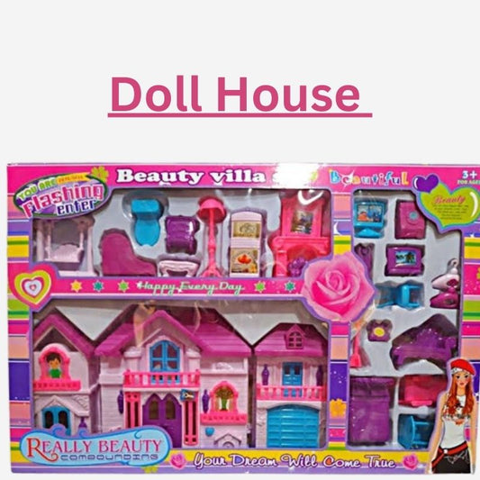 Beauty Doll Villa Playset – Dream House with Furniture and Flashing Lights