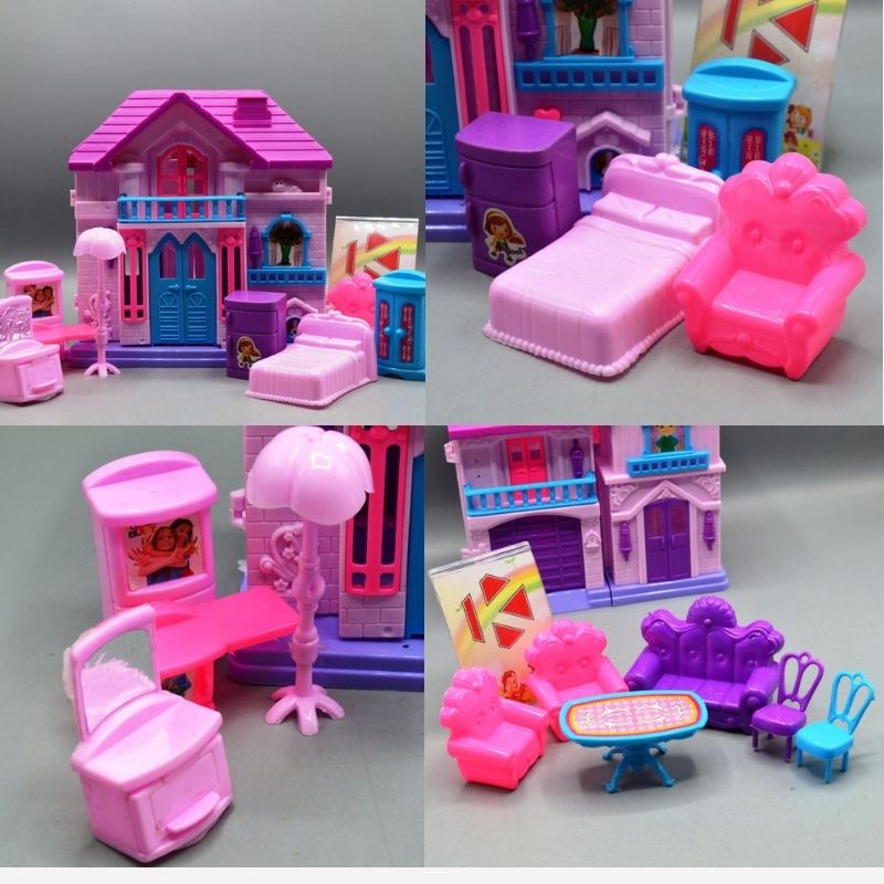 Beauty Doll Villa Playset – Dream House with Furniture and Flashing Lights