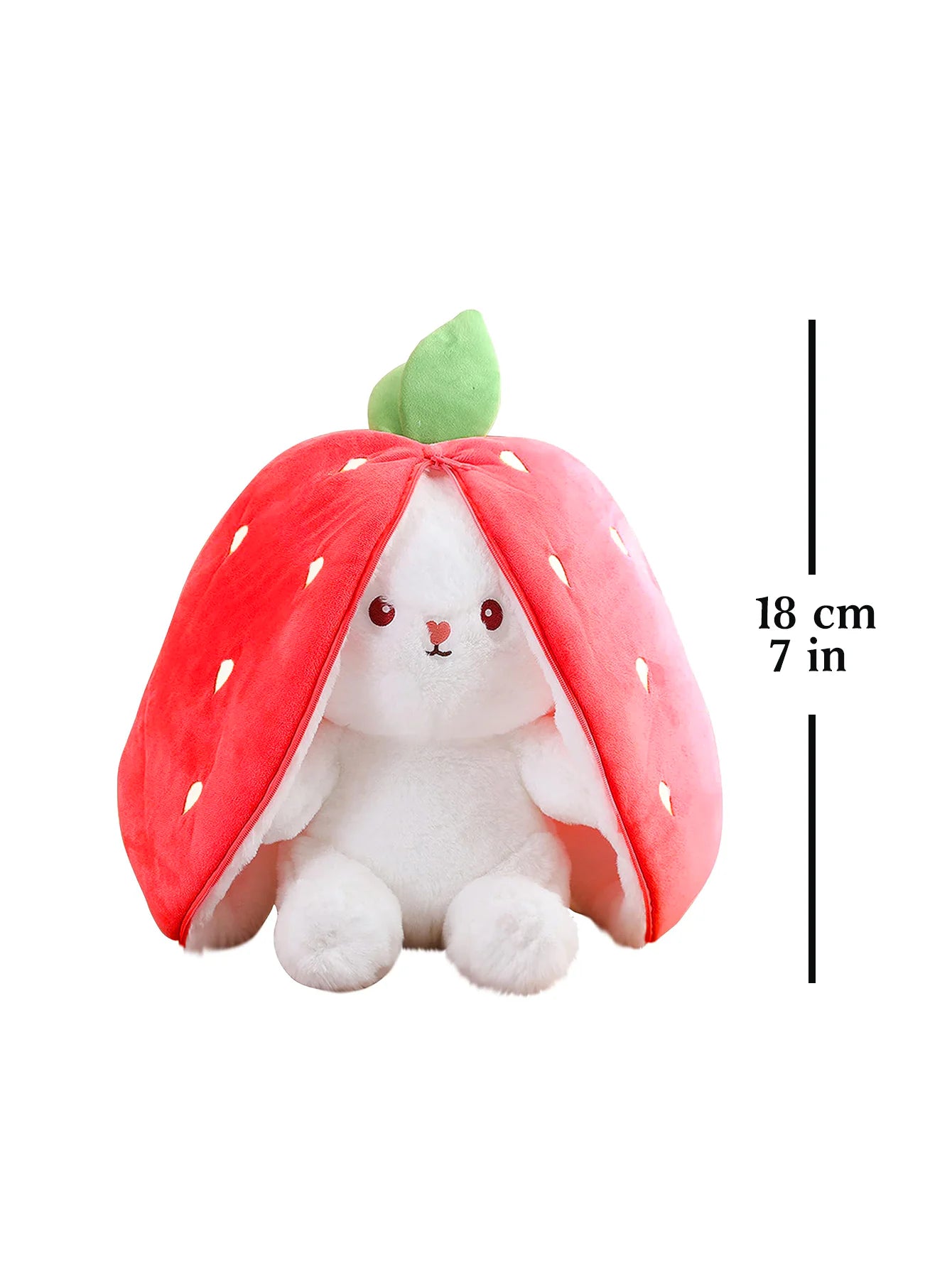 25cm Reversible Red Strawberry Floppy Ear Bunny Plush Toy