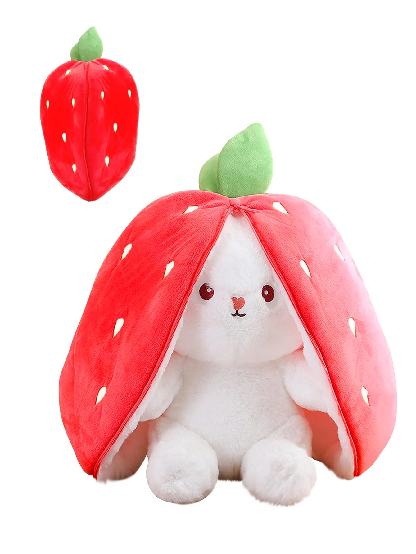 25cm Reversible Red Strawberry Floppy Ear Bunny Plush Toy