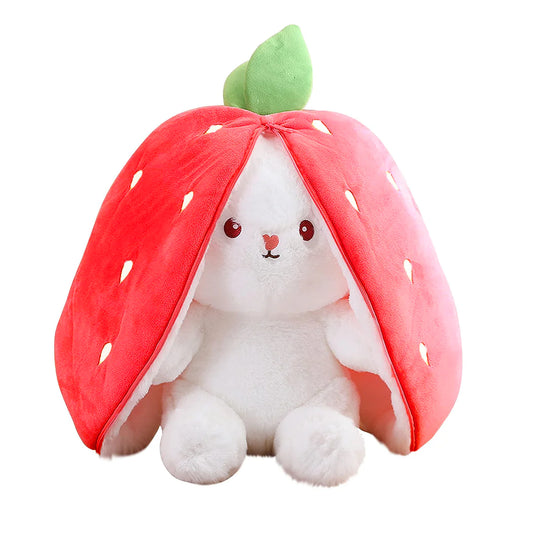 25cm Reversible Red Strawberry Floppy Ear Bunny Plush Toy