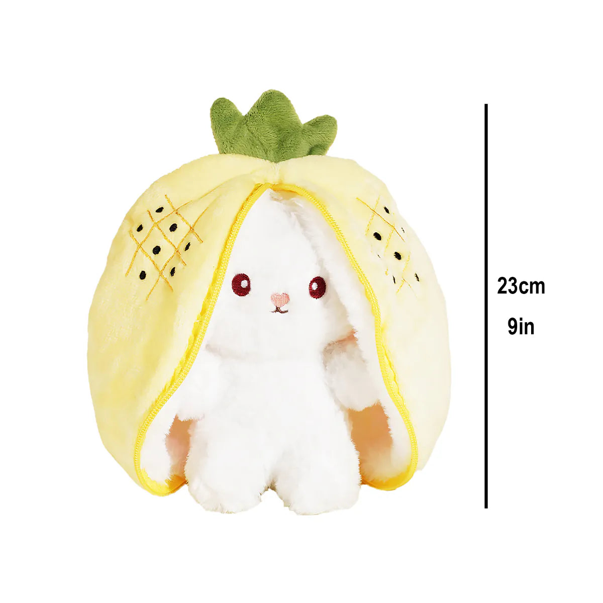 Reversible Yellow Bunny Plush Toy – Pineapple Ear Zipper Doll