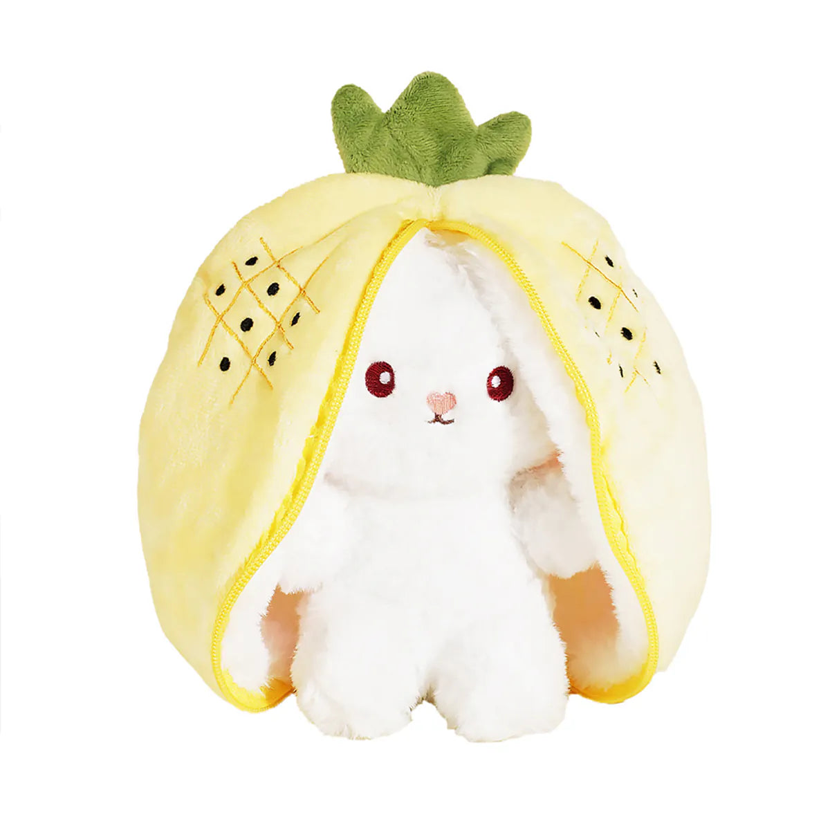 Reversible Yellow Bunny Plush Toy – Pineapple Ear Zipper Doll