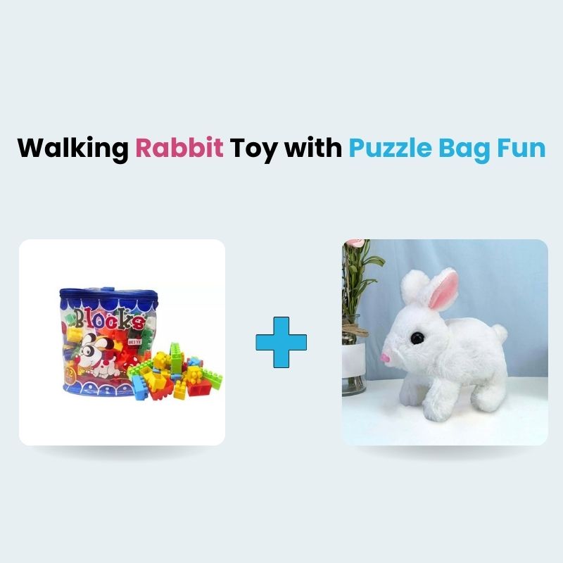 Hop & Play Adventure Set – Walking Rabbit Toy with Puzzle Bag Fun