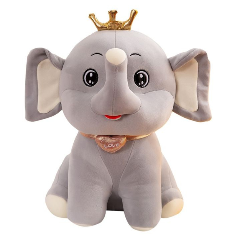 Crown Elephant Plush Toy - Soft Stuffed Animal for Kids