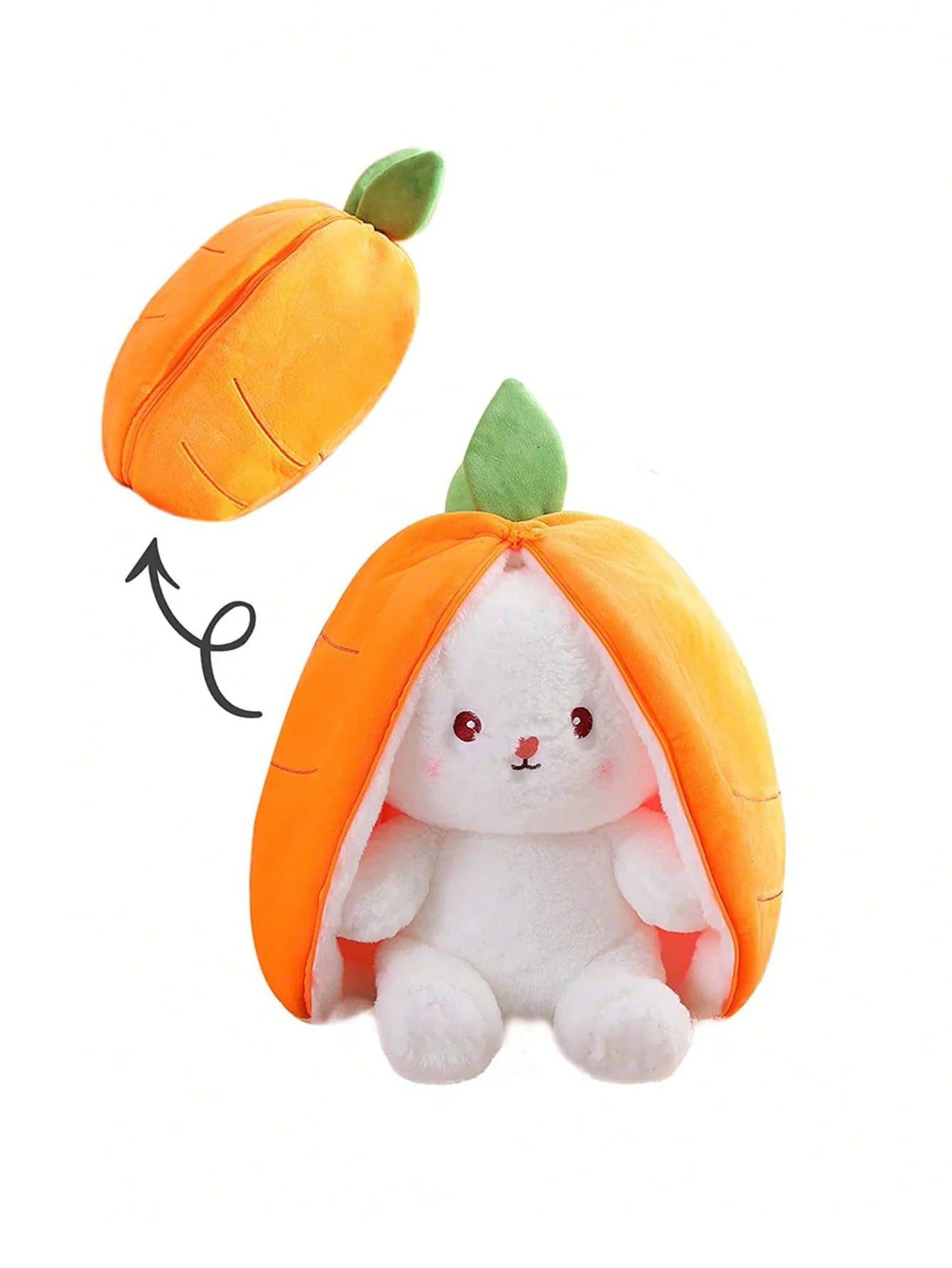 35cm Reversible Carrot Floppy Ear Bunny Stuffed Animal with Zipper